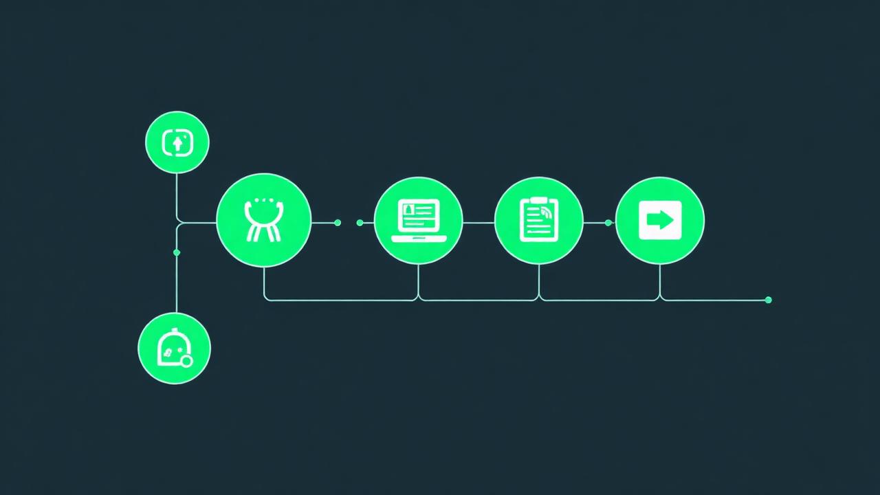 Automated content pipeline with connected step icons