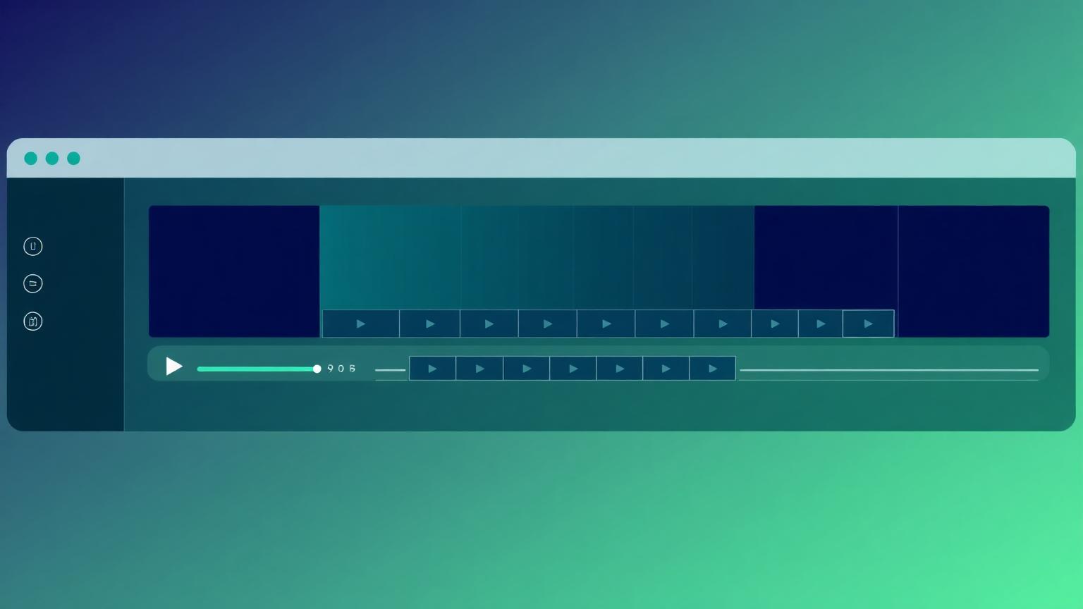 AI video editing dashboard splitting a long video timeline into vertical short clips