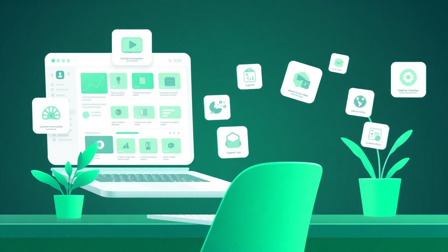 Creator workspace with multiple AI content tools and floating app icons