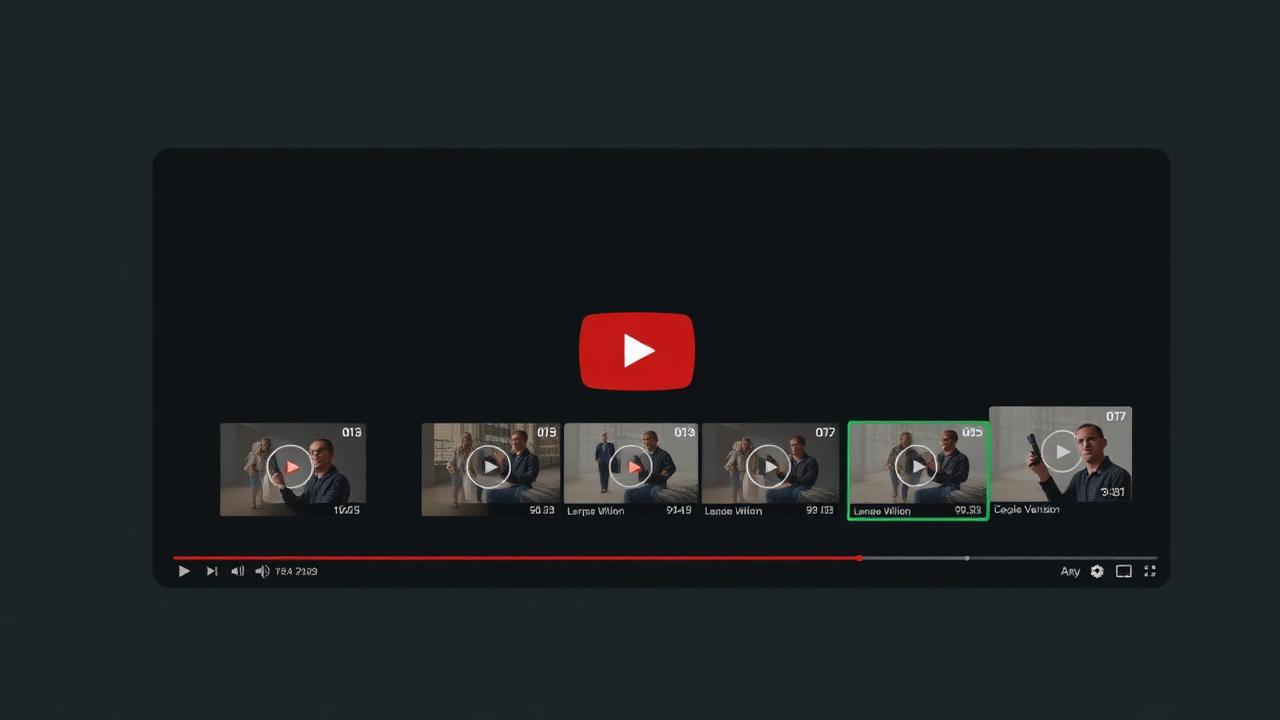 YouTube video timeline with highlighted segments selected